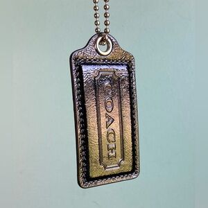 XL Black Coach Leather Hang Tag Charm